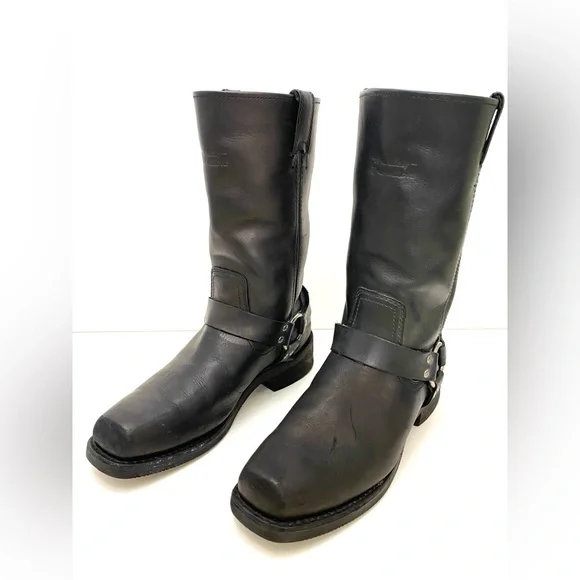 Harley-Davidson Mens Hustin 11-Inch Pull-On Harness Motorycle Black Boots D95354